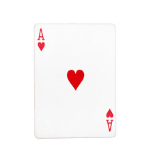 Ace of Hearts playing card on a transparent background 