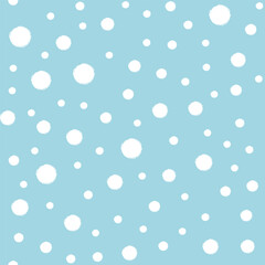 White snow falling on blue background. Seamless pattern
