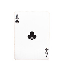 Ace of Clubs playing card on a transparent background 