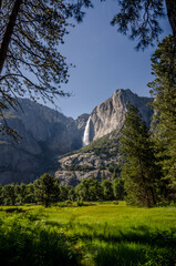 Yosemite Falls in Yosemite National Park during summer afternoon