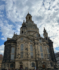 Fototapeta na wymiar Germany, Dresden - 2022, May: Church of our Lady (Frauenkirche) at Neumarkt