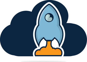 Rocket and cloud logo design. 