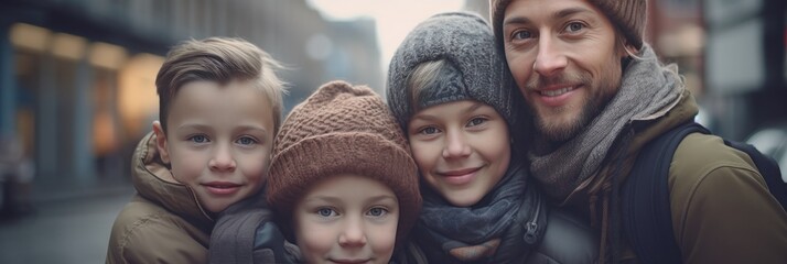 happy family in winter, generative AI