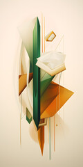 Abstract geometric composition in beige and green