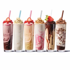 Foto op Plexiglas milk shake strawberry with ice-cream © Aly