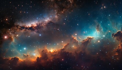 Starry night cosmos with colorful galaxy nebula - universe science, astronomy, supernova background - obrazy, fototapety, plakaty