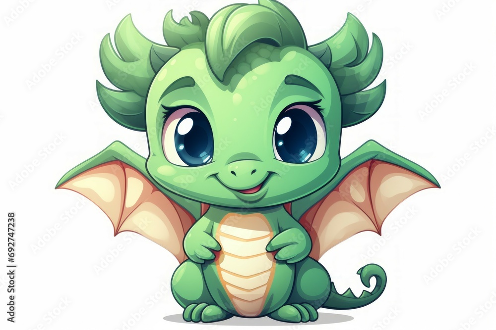 Poster dragon on a white background with selective focus and copy space