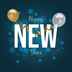Free Vector New Year Abstract golden fireworks and golden gradient numbers on dark background