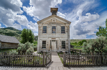 Abanadoned School building in Bannack State Park. Bannack is a ghost town in Montana, USA.