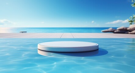 Fototapeta na wymiar outdoor circular waterproof pad for swimmingpool