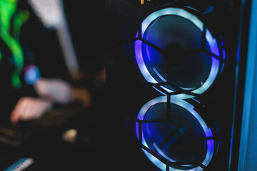 Cyber sport e-sports tournament, team of professional players, gamers playing online championship...