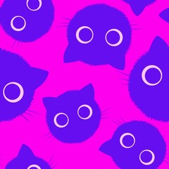 Halloween animals seamless cats pattern for wrapping paper and fabrics and linens and kids clothes print