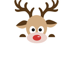 Rudolph Reindeer holding a Blank Placard with Copy Space for Christmas Messages Name Gift Tag