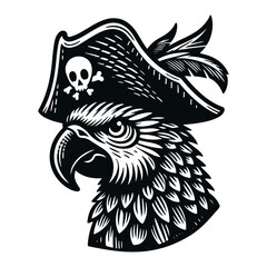 parrot wearing pirate hat vector sketch © Satoru Sketches