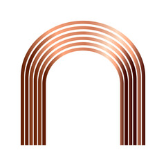 Rose gold arches, rounded luxury metal frame, vector illustration.
