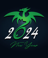 new year background symbol of 2024 green dragon