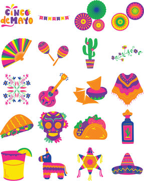 Bright Cinco De Mayo Elements Set