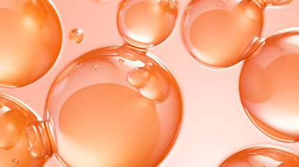 A close up of a bunch of bubbles. Monochrome peach fuzz background.