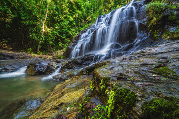 Fototapeta na wymiar Namtok Salatdai waterfall small size waterfall ,Nakhon Nayok,Thailand
