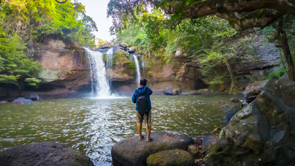 Beautiful Haew Suwat Waterfall at Khao Yai National Park Thailand
