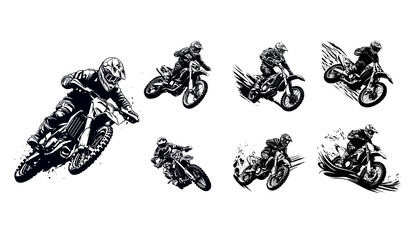 vector trail whipping motocross, illustration collection. - obrazy, fototapety, plakaty