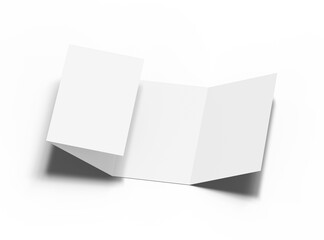 Blank 4-panel roll fold leaflet 3d render on a transparent background 