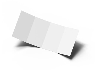 Blank 4-panel roll fold leaflet 3d render on a transparent background 