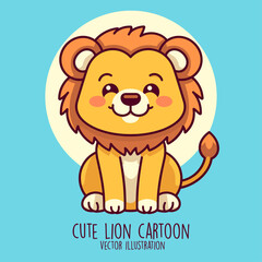 Illustrative Vector of Lion Cartoon Character and Cute Baby Lion Animal
