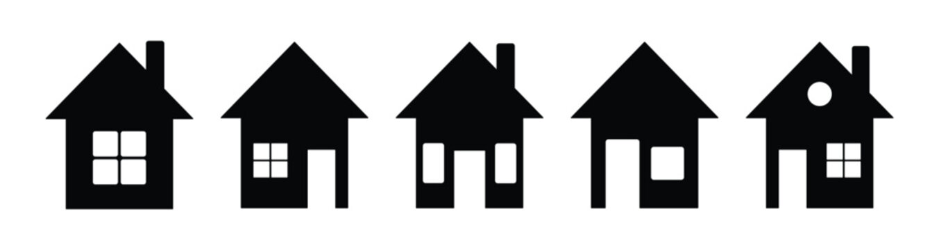 House icons set.House flat icons collection.Houses symbols for apps and websites vector.House icons on white background.Vector illustration