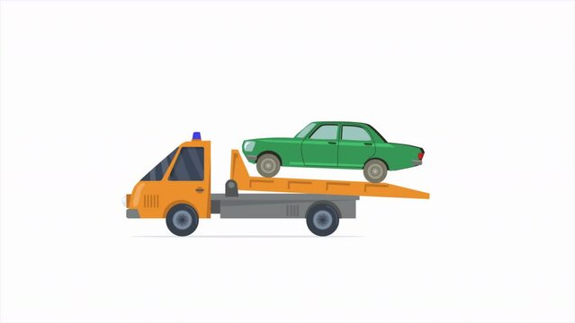 Car Service Tow Truck Transporting Car Help On Road Transports Wrecker Broken Car