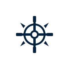 ship wheel icon logo design. Silhouette vector