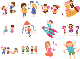 Obraz na płótnie Canvas Fun and Colorful Children's Day Character Illustration Set