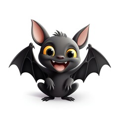 Adorable 3D Bat Icon on White Background