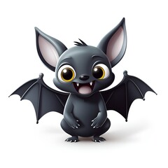 Adorable 3D Bat Icon on White Background