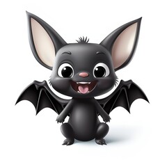 Adorable 3D Bat Icon on White Background