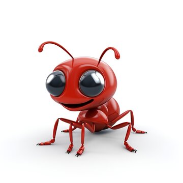 Cute 3D Ant Cartoon Character on White Background