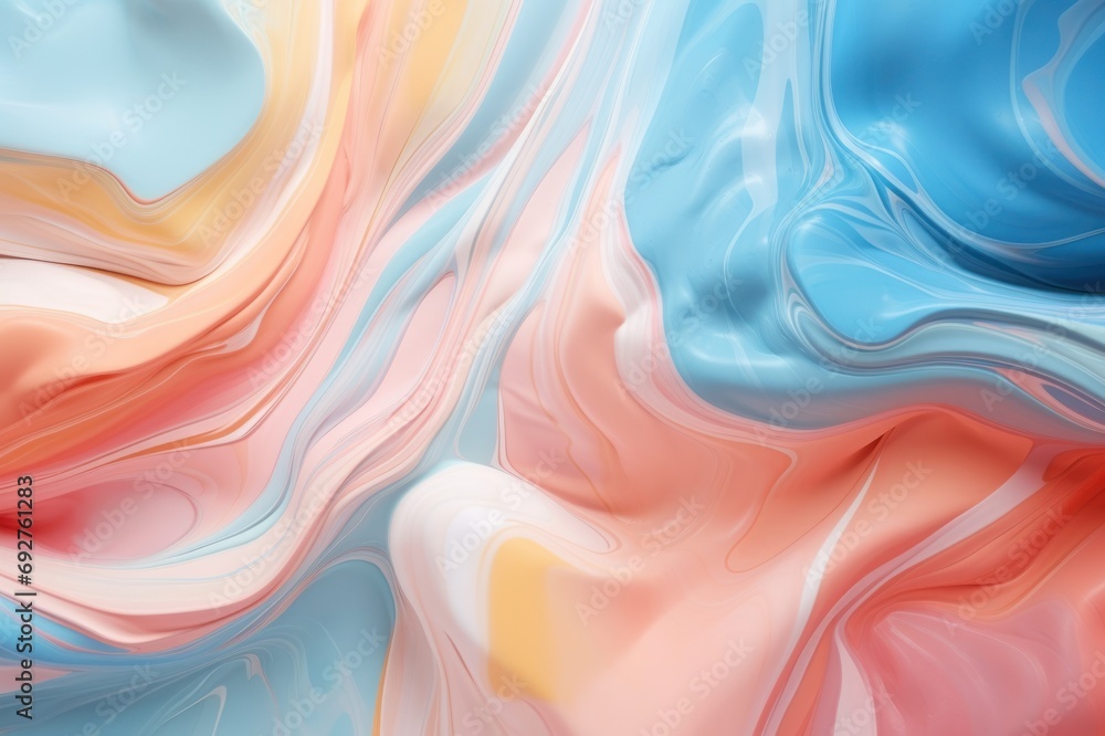Poster abstract background with blue, yellow, orange and red swirls. liquid flowing paint.. ideal for use a