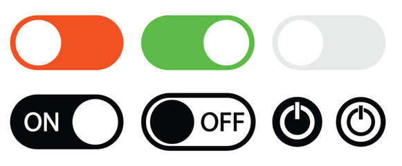 On-off icon icon set.Slider interface power icons on white background. Mobile app switch buttons.Vector illustration