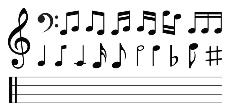 Music notes icons set.Music notes symbol.Black notes symbol on white background. Vector illustration