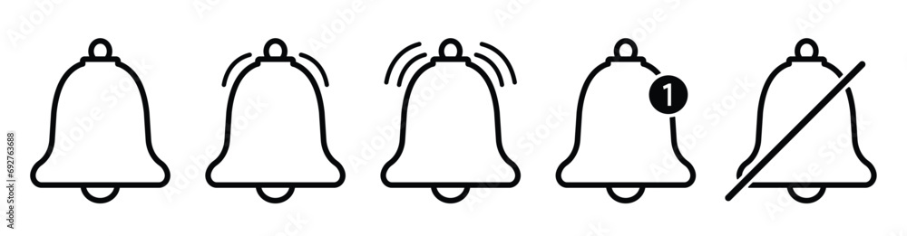 Poster notification bell icon isolated on white background.alarm symbol. incoming inbox message. ringing be