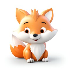 Obraz premium Cute 3D Fox Cartoon Icon on White Background