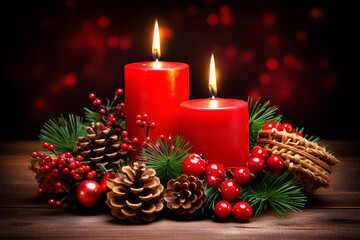 Obraz na płótnie Canvas christmas decoration with candle