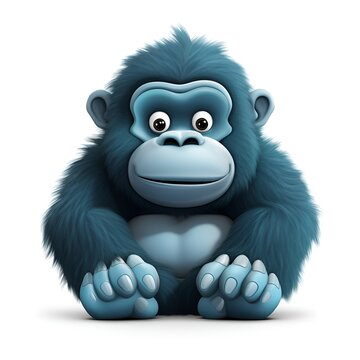 Charming 3D Gorilla Cartoon Icon on White Background