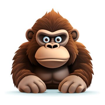 Charming 3D Gorilla Cartoon Icon on White Background