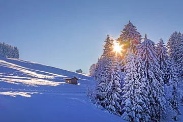 Foto op Canvas Winter - Allgäu - Traumtag - Stadel - Schnee © Dozey