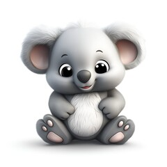 Adorable 3D Koala Icon on White Background