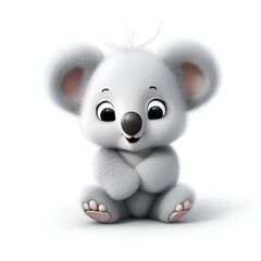 Adorable 3D Koala Icon on White Background