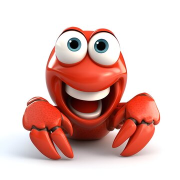 Cute 3D Lobster Cartoon Icon on White Background