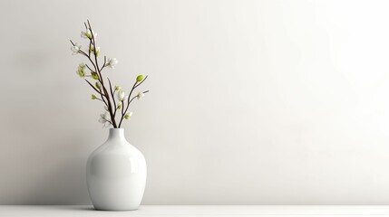 An image of a white empty interior decorated with a clean white vase.