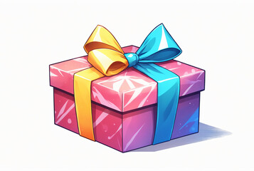 Colorful wrapped present gift illustration on white background